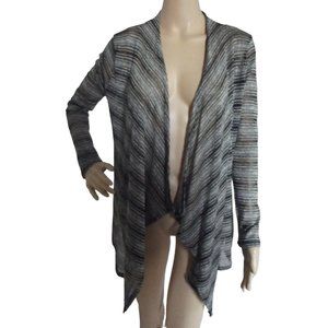 Super Nova Size Large Black & White Lightweight Cascading Cardigan Sweater L